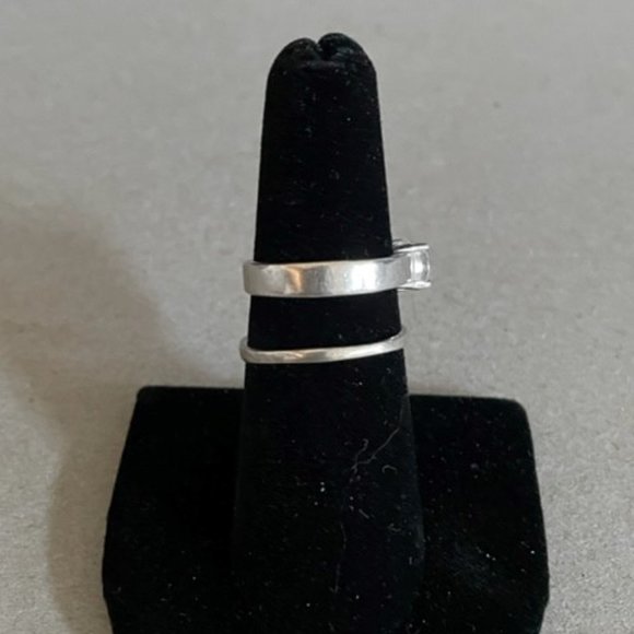 Sterling Silver over 3 carat TW 3 Stone Quartz Princess Cut Chunky Wide Band - Picture 8 of 12